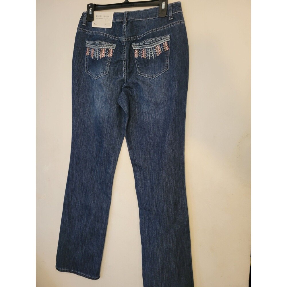 Christopher & Banks Womens Jeans Sz 4 Dark Wash Embroidery On Back Pockets Nwt